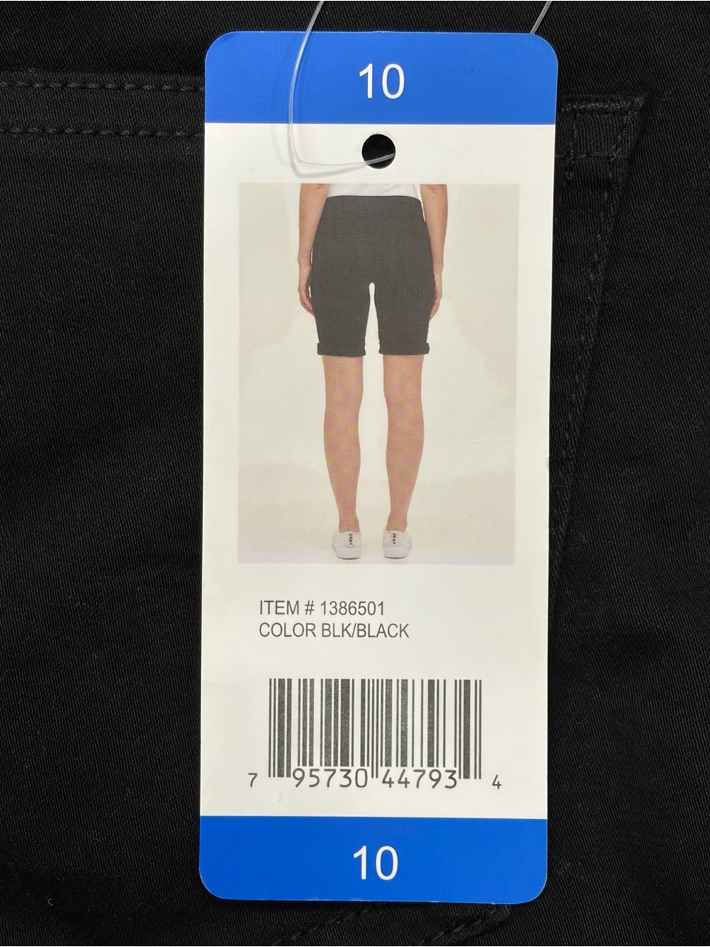 NWT DKNY Jeans 9" Black Midweight Stretchy Cuffed Bermuda Shorts (10) - Picture 12 of 14